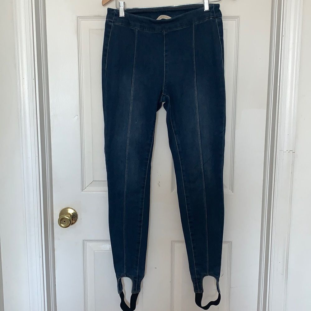 Soft Surroundings Denim Stirrup Pants - Picture 2 of 6